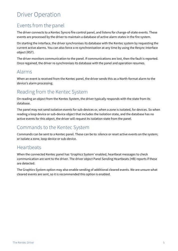 Preview thumbnail of page 5 of the Kentec Driver Manual PDF document.